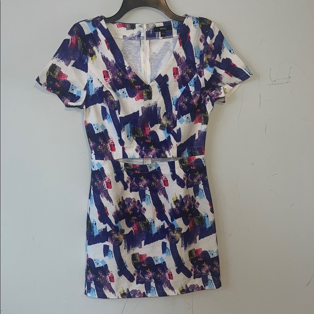Abstract Print Short Sleeve Dress